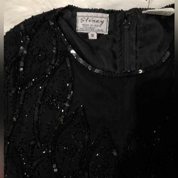 Vintage Stenay 100% Silk/Beaded/Sequins Black Top (reduced 5/11 Few loose beads - Picture 9 of 10